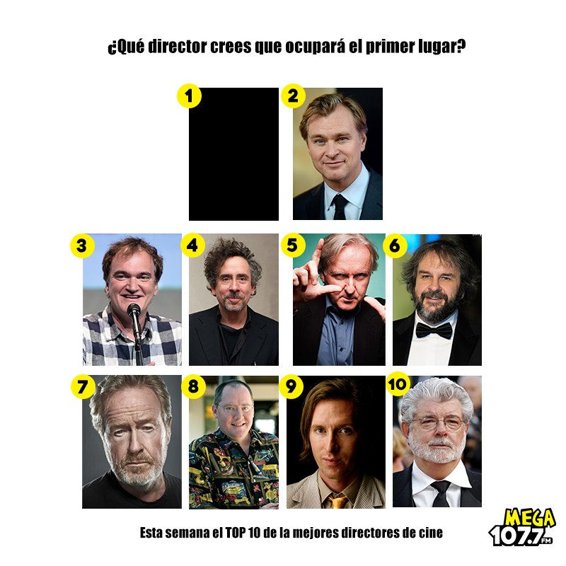 Hoy no hay random pero te compartimos las posiciones del top diez de los mejores directores de cine #NoTeCompliques