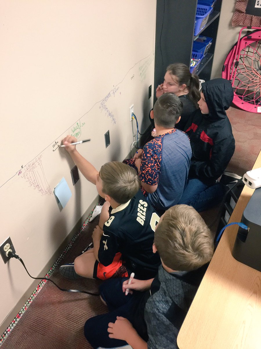 MrsTenEyck's tweet photo. When the wallpaper is coming down anyway you might as well use it for math review! #writeonthewall @BeckElem https://t.co/1GKjmJJbiU
