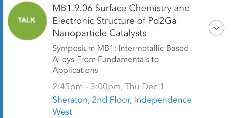 bluebananna's tweet photo. Giving a talk about Pd2Ga nanoparticle catalysts. Lots of fun XPS so come and listen :)  #f16mrs #travellingscientist #xps #spectroscopy https://t.co/IJ76CZOem4