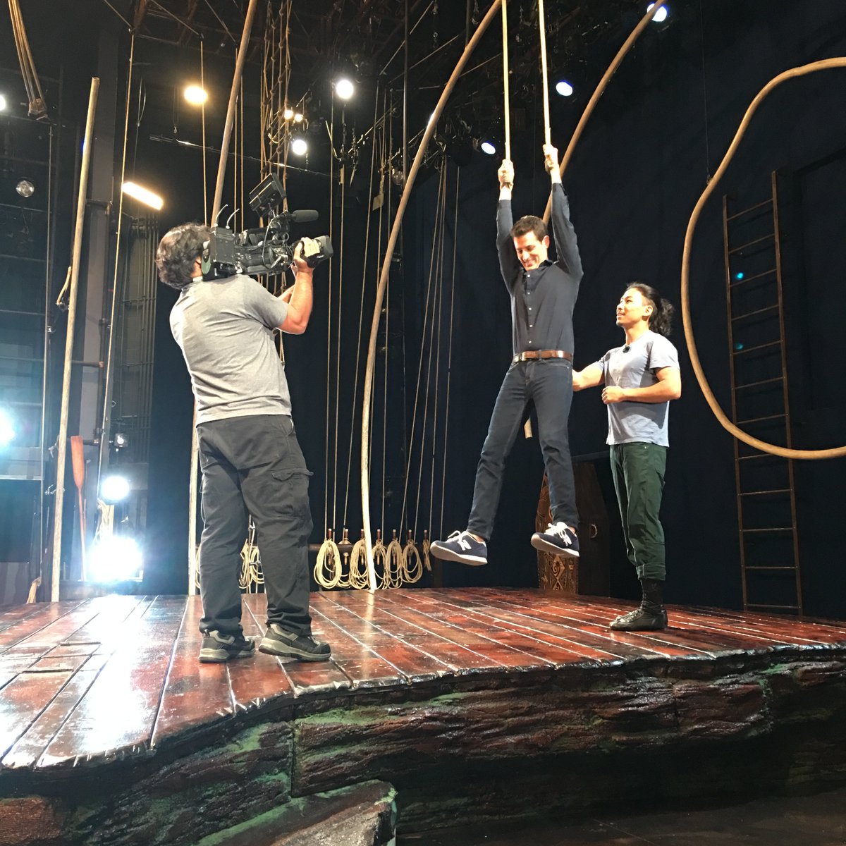 arenastage's tweet photo. Thank you @ABC7GMW and @SweeneyABC for "hanging out" with us today. #ArenaMobyDick Stay tuned for the video next week! https://t.co/HlqvQZgINz