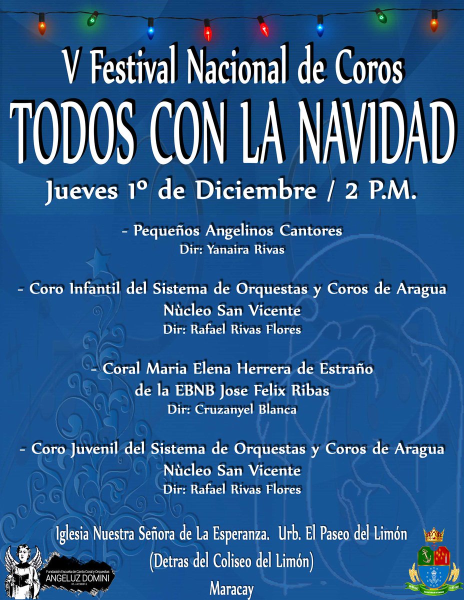 Ahora mismo está iniciando el V Festival Nacional de Coros:Todos con la Navidad en #Maracay:Cuatro días de conciertos corales y talleres