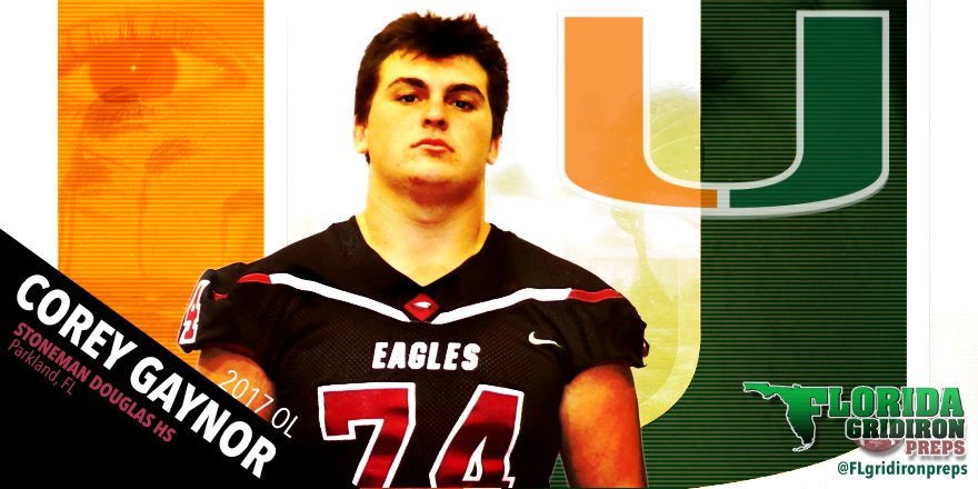 FLgridironpreps's tweet photo. COMMITMENT
2017 Stoneman Douglas OL @Corey_Gaynor flips from #Minnesota to #TheU

https://t.co/zLPzXB0uWF
#FLgridiron #UM #Miami #Hurricanes https://t.co/EV301fyQ4n
