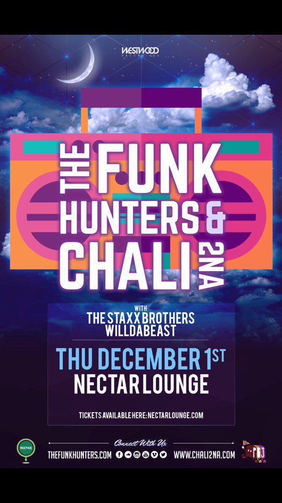 thePBJpresent's tweet photo. Tonight @NectarLounge! @thefunkhunters feat @Chali2na +guests @Staxxbrothers @illdabeast @DJINDICAJONES #nectarfunk https://t.co/z6C0iqFbmT