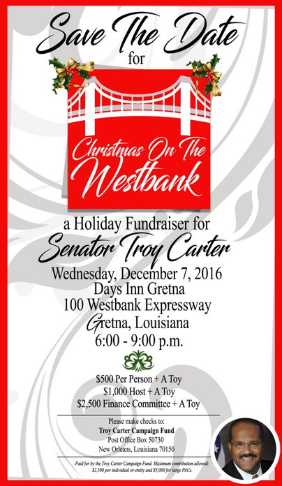 ADDnola's tweet photo. Happy Holidays! RSVP now for the annual Christmas on the Westbank fundraiser for @TROYSEE. RSVP at rsvp@troycarter.us or (504) 299-3293! https://t.co/N4bIu87yUL