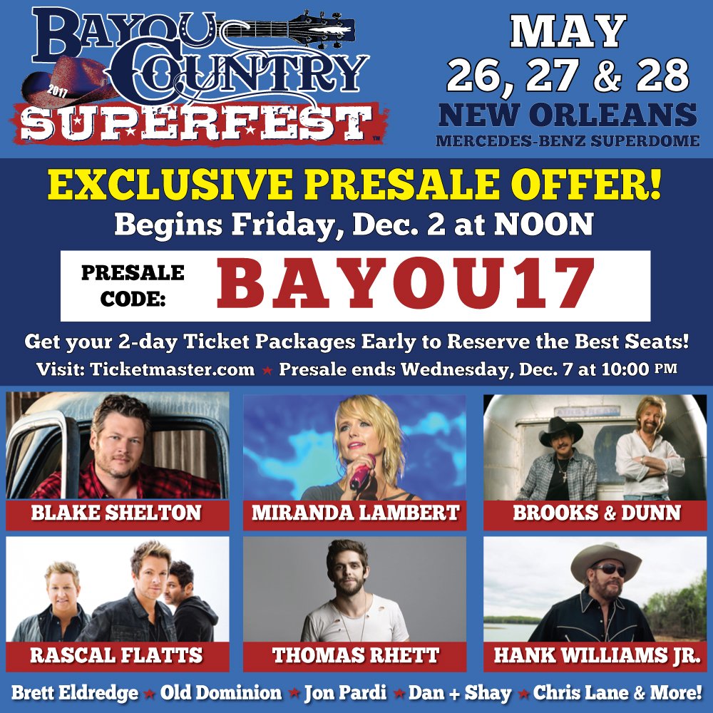 Bayou Country Superfest Seating Chart 2016