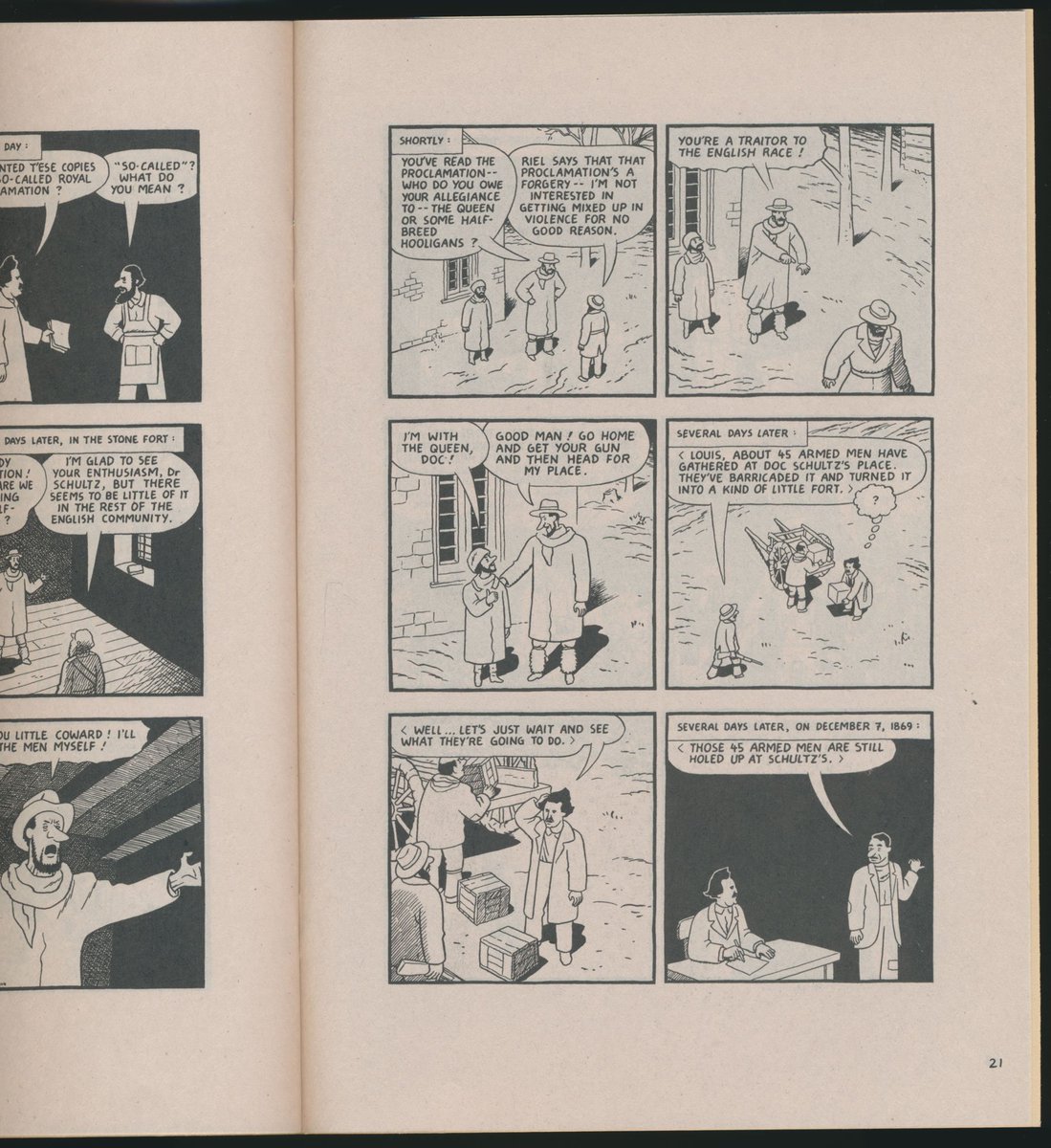 BilderUndWorte's tweet photo. Louis Riel #1 @DandQ Jun 1999 #ComicArt (pg 21) by Chester Brown #LouisRiel #Metis #Autorencomics https://t.co/HUGVkhxPPc