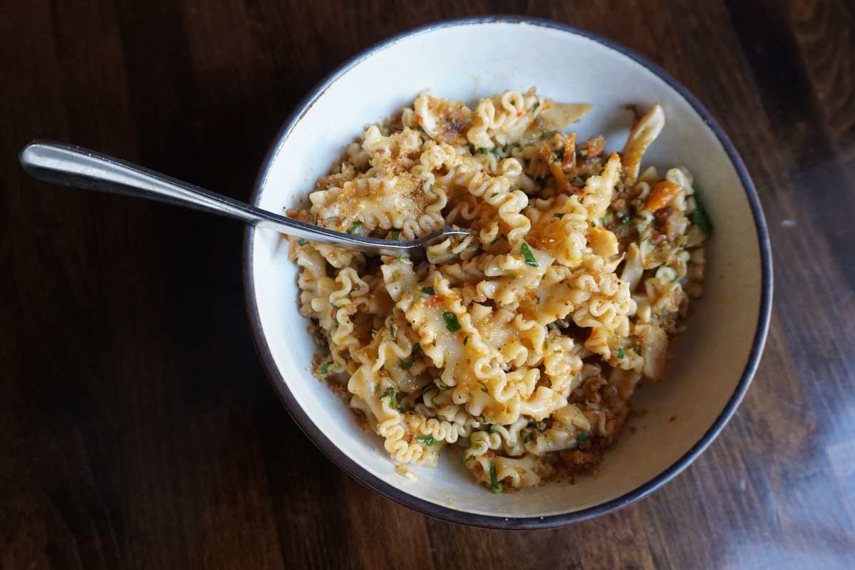 MAFALDINE CON SCUNGILLI, Kellet’s whelk, wavy turban snail, Calabrian chile, lemon, breadcrumbs #unionpasadena #chefbkalman #pasta #dinner