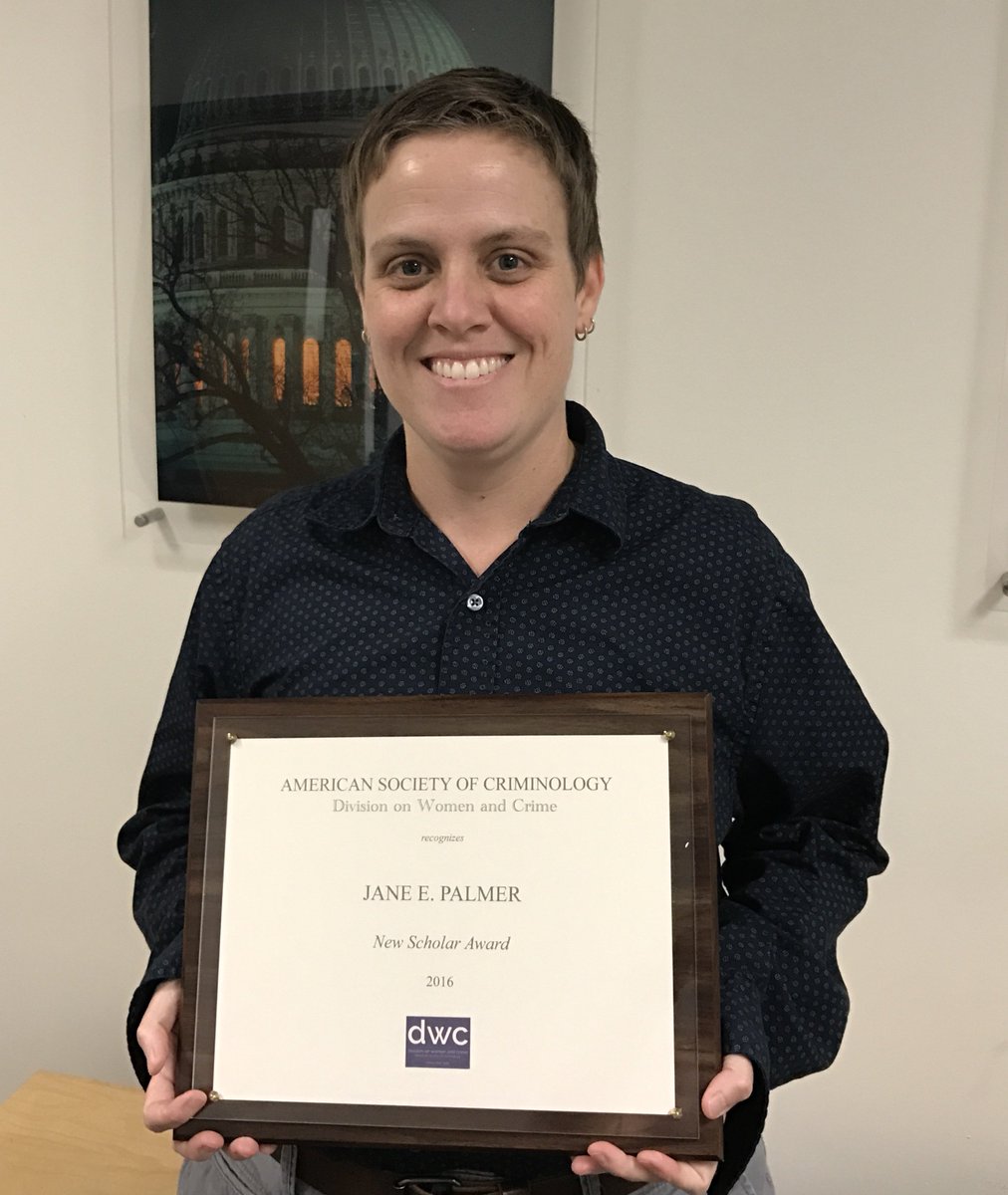 SPA’s Jane Palmer receives New Scholar Award from @ASCWomenCrime for work to address sexual assault. ow.ly/ZXbS306IgAo