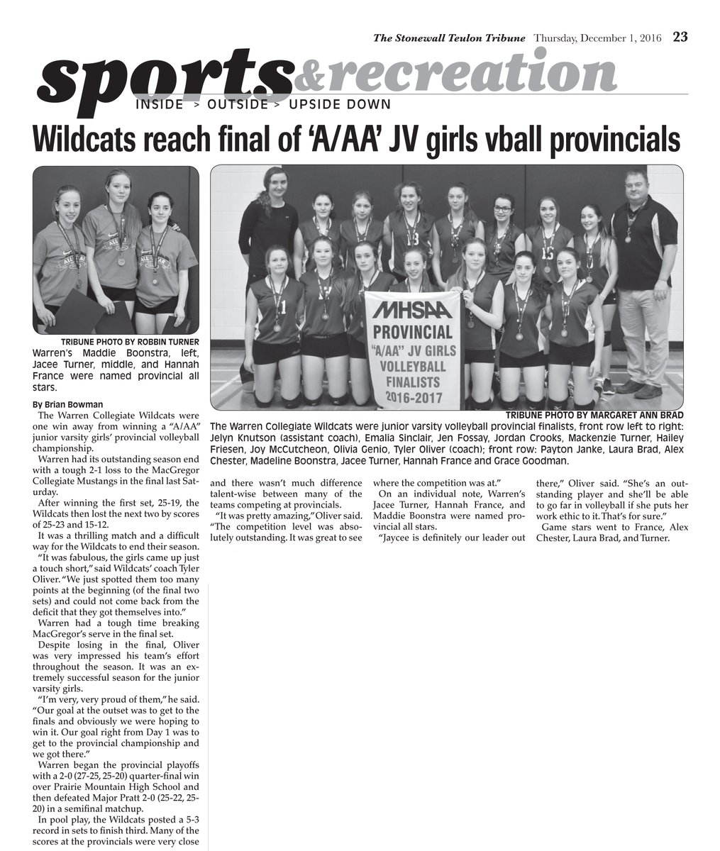 LocalNewsTrib's tweet photo. Congrats @WCIWildcats JV girls provincial volleyball finalists! Read the whole article in your LOCAL paper this week! https://t.co/8JwwBQYFZ6
