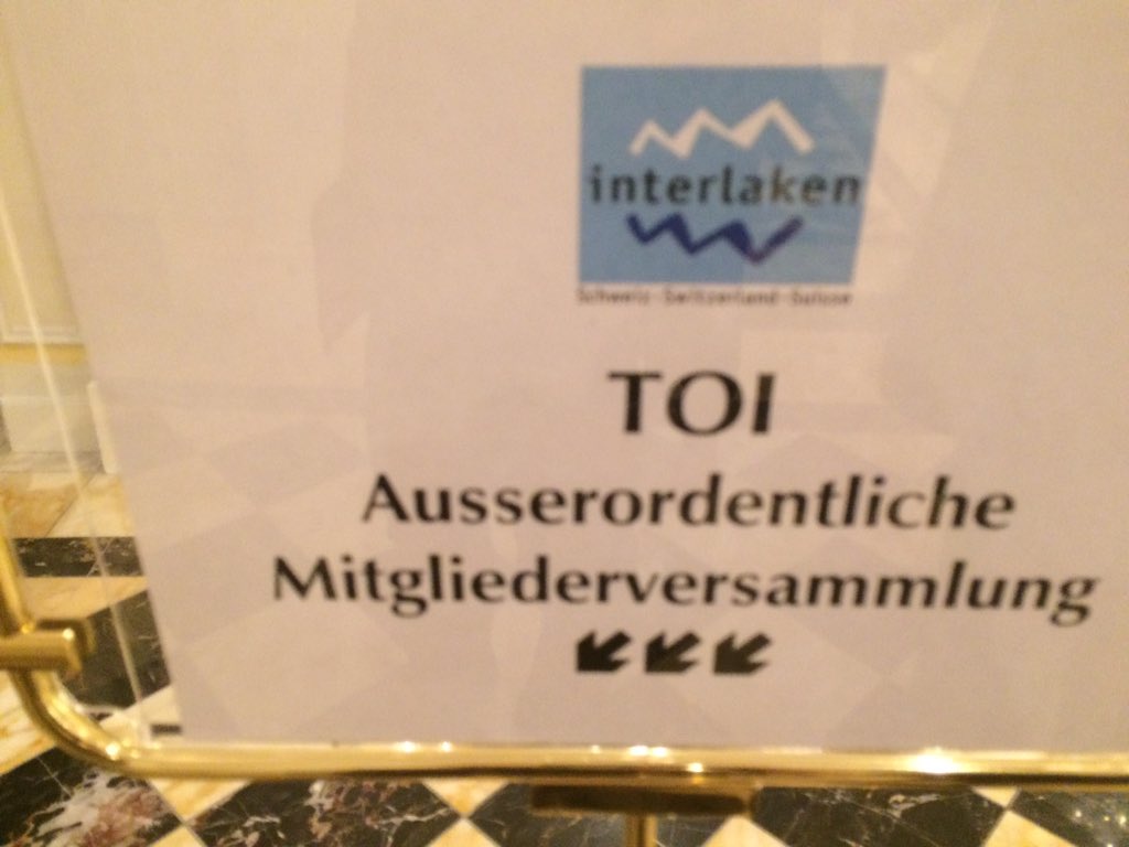 MikeSchudel's tweet photo. #Mitgliederversammlung 2016 @myinterlaken im @VJC_Hotels #Interlaken #Tourismus mit #Informationen #Budget 2017 und #Verschiedenes https://t.co/LUHNzUup02