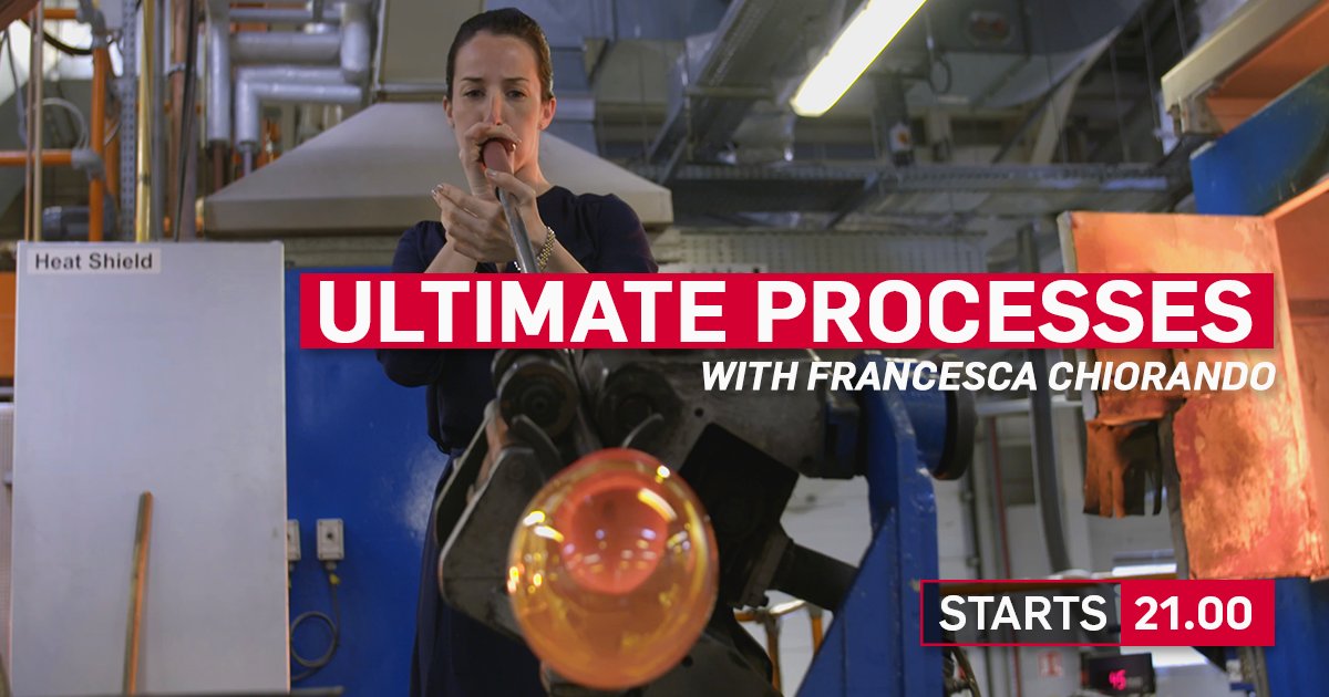 WatchInsightTV's tweet photo. Will @FranChiorando manage to blow that red-hot liquid glass into a Waterford crystal piece? Find out tonight on #UltimateProcesses! https://t.co/enUYdnoC6T