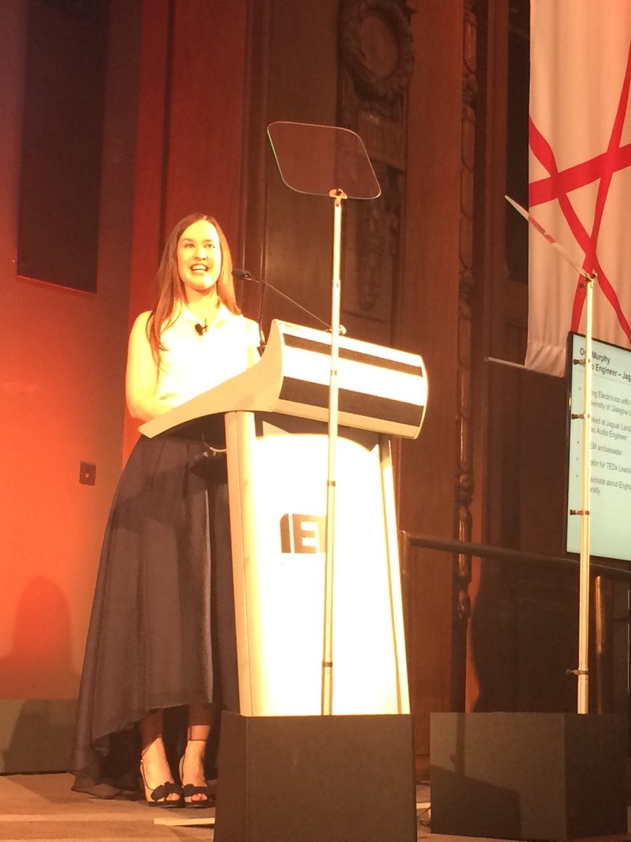 ProfJeremyW's tweet photo. Orla Murphy inspiring the audience at the IET Young Women Engineer of the year awards #9percentisnotenough https://t.co/LsLmjcTEUg