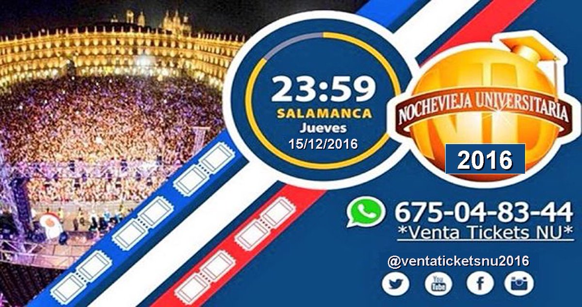 🗓🎫Últimos días de VENTA DE TICKETS PARA LA NU 2016!!🎉
    
📲CONSIGUELAS YA  a 3€: 675048344 (whatsapp Mario)