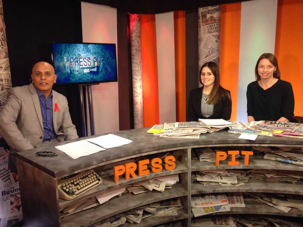 JadeBedds's tweet photo. Great fun to appear on @madeinbristoltv's #PressPit presented by @pgmhart and with the other guest @ChidgChidg #TV https://t.co/xz8q1EZbLv