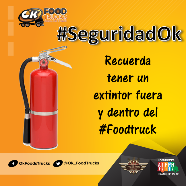 #SeguridadOk
¡Recuerda tener un extintor dentro y fuera de tu #Foodtruck!