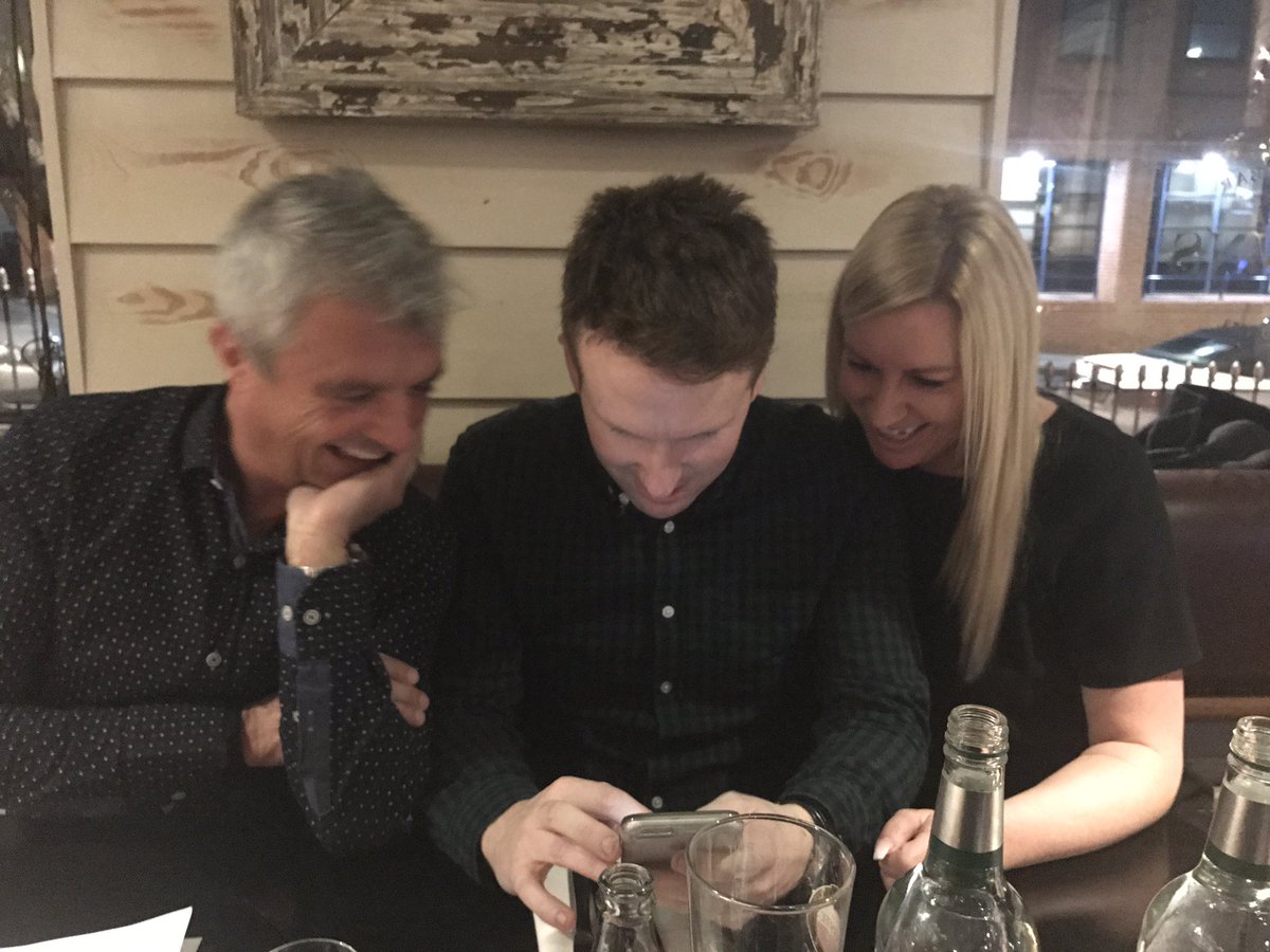 mattyhallam's tweet photo. Dinner conversation involved dawn showing @TheLarryBanda how to filter his pics to make him look 30 years younger! 👀😮@NBSEastern https://t.co/k1egCHbjJJ