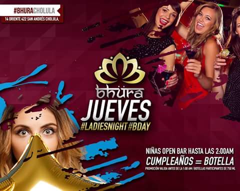 salvelvaz's tweet image. No Cover 
Para los cumpleañeros de #Diciembre 
🍾 Bhura les invita una botella el #Jueves con reserva al 2227065948