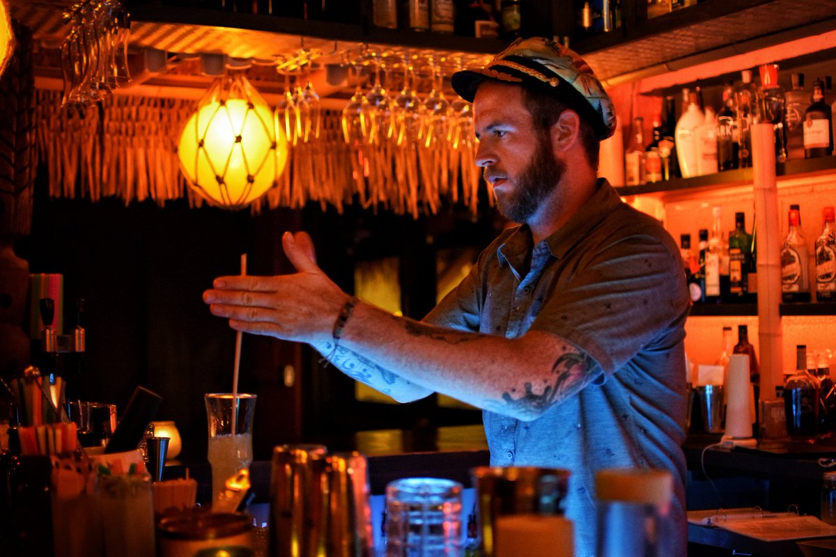Gavin swizzles a refreshing #tiki #cocktail; <a href="/SaturnRoom/">Saturn Room</a>, #Tulsa. #Oklahoma #TulsaDrinks #Cocktails #CocktailBar #TikiBar #TikiAsFuck #Drink