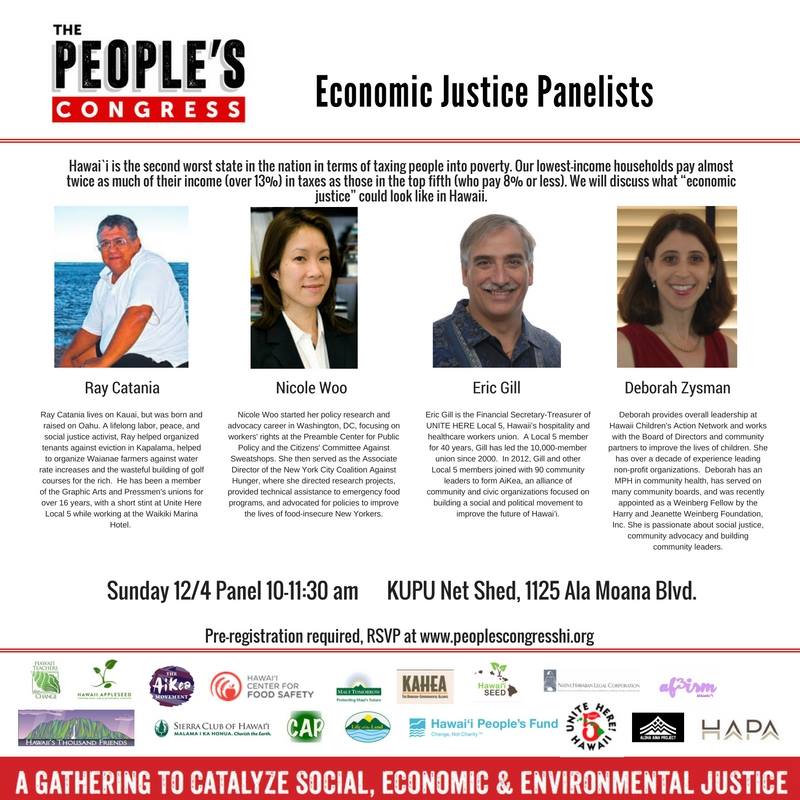 PeoplesCongHI's tweet photo. Check out the #EconomicJustice panel at the #PeoplesCongressHI this Sunday 12/4! Register at https://t.co/Jqheqmk0Us https://t.co/ou0cPQTuJc
