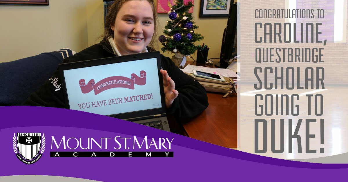 Congratulations, Caroline! Today she was awarded a full college scholarship to Duke University through QuestBridge’s college match program!
