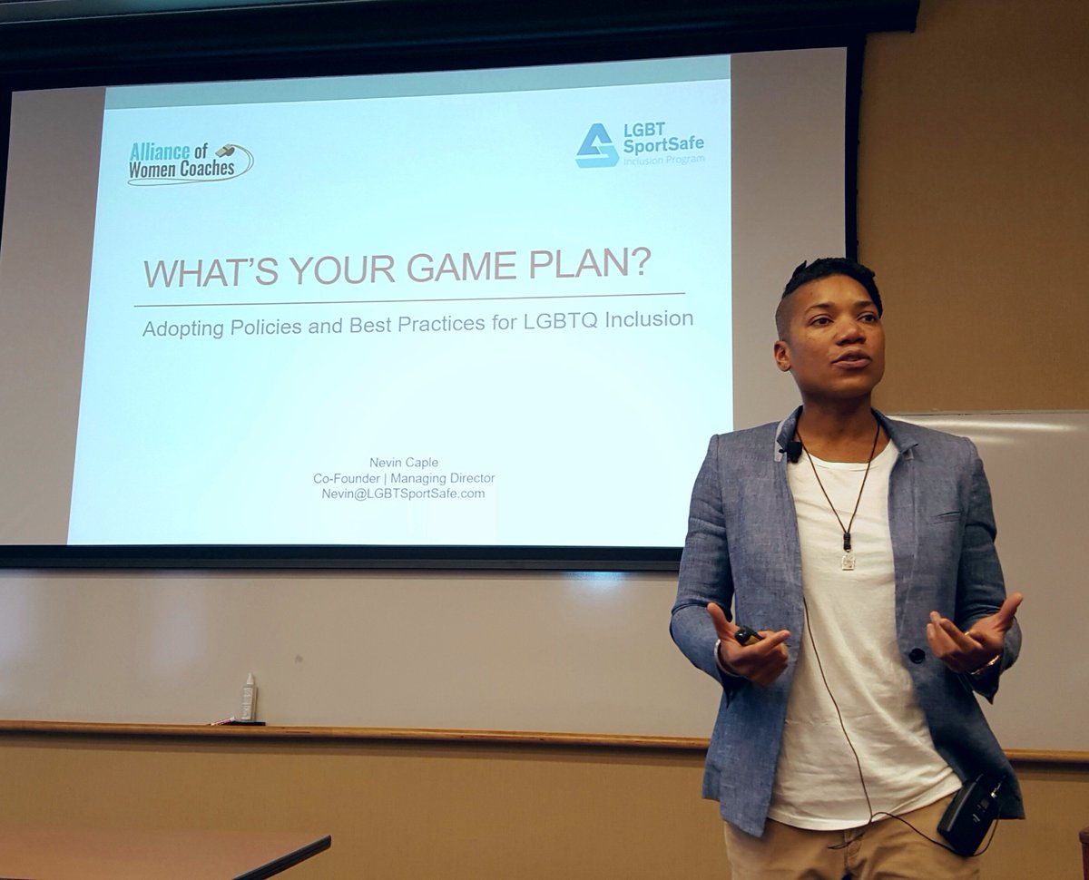 WeCOACH's tweet photo. Fortunate to have @NevinCaple @LGBTSportSafe speak to our women coaches #2016WCA40 https://t.co/XIdLFHGtIR