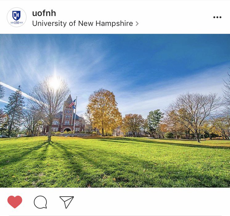 UofNH's tweet photo. The most popular @instagram place in every state? @UofNH takes the prize for #NewHampshire! From @USATODAY: https://t.co/K7FfHZ5Bkx #MyUNH https://t.co/fxSvLYfq51