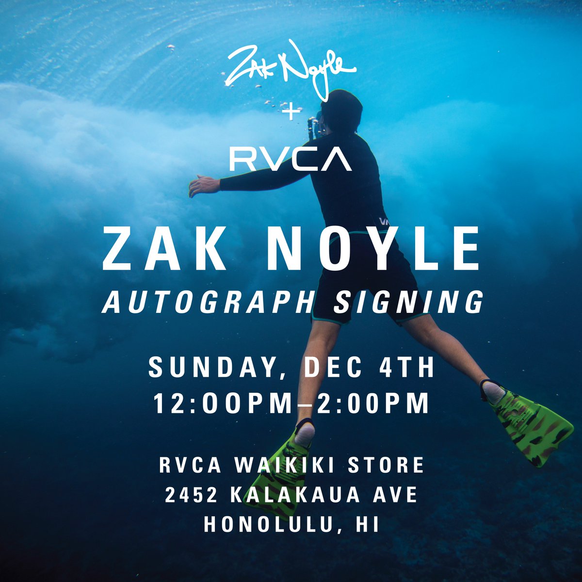 This Sunday at our RVCA Store in Waikiki! Come and hang with <a href="/ZakNoyle/">Zak Noyle</a>! #RVCAloha