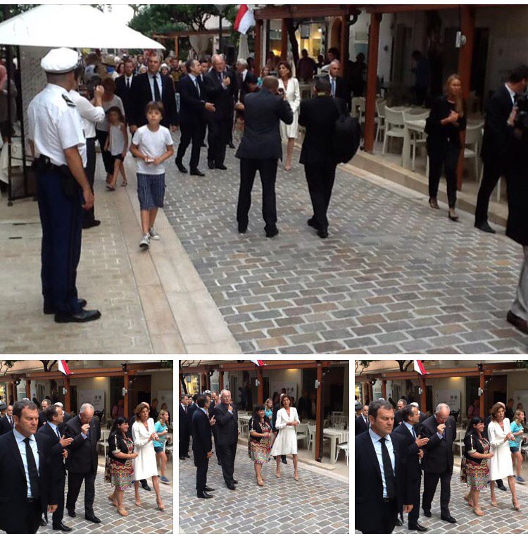 Caroline  di Monaco all'inaugurazione di una via di Monte Carlo con piastrelle  in porfido  Alliance of Stone.