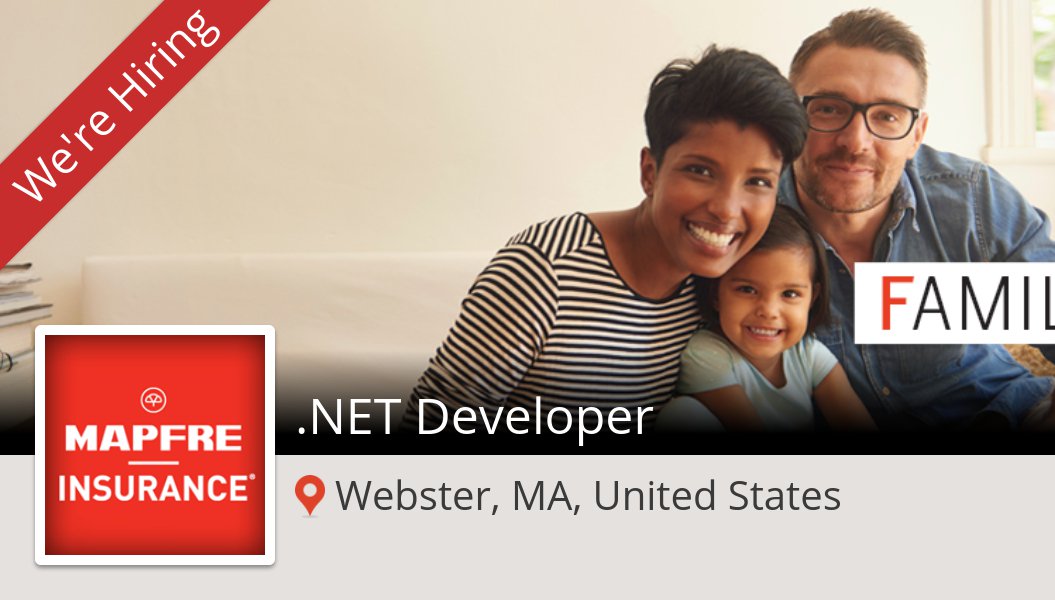 AlyssaHansen's tweet image. Apply now to work for #MAPFREInsurance as .NET #Developer in #WebsterMAUnitedStates! #job workfor.us/mapfreinsuranc…