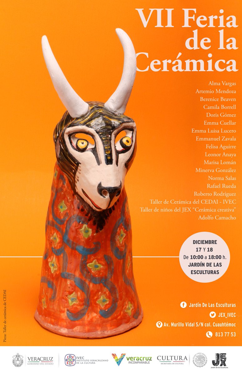 SECVERoficial's tweet photo. Los días 17 y 18 de diciembre ven a la Feria de la Cerámica en el Jardín de las Esculturas #Xalapa ¡Adquiere arte creado por veracruzanos! https://t.co/Z94pquOC6Z