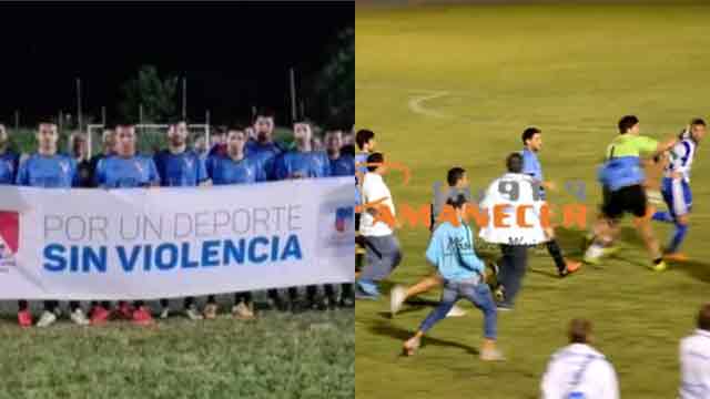 COLONIA: Salieron a la cancha con un cartel contra la violencia y luego se agarraron a las piñas.

subrayado.com.uy/Site/noticia/6…