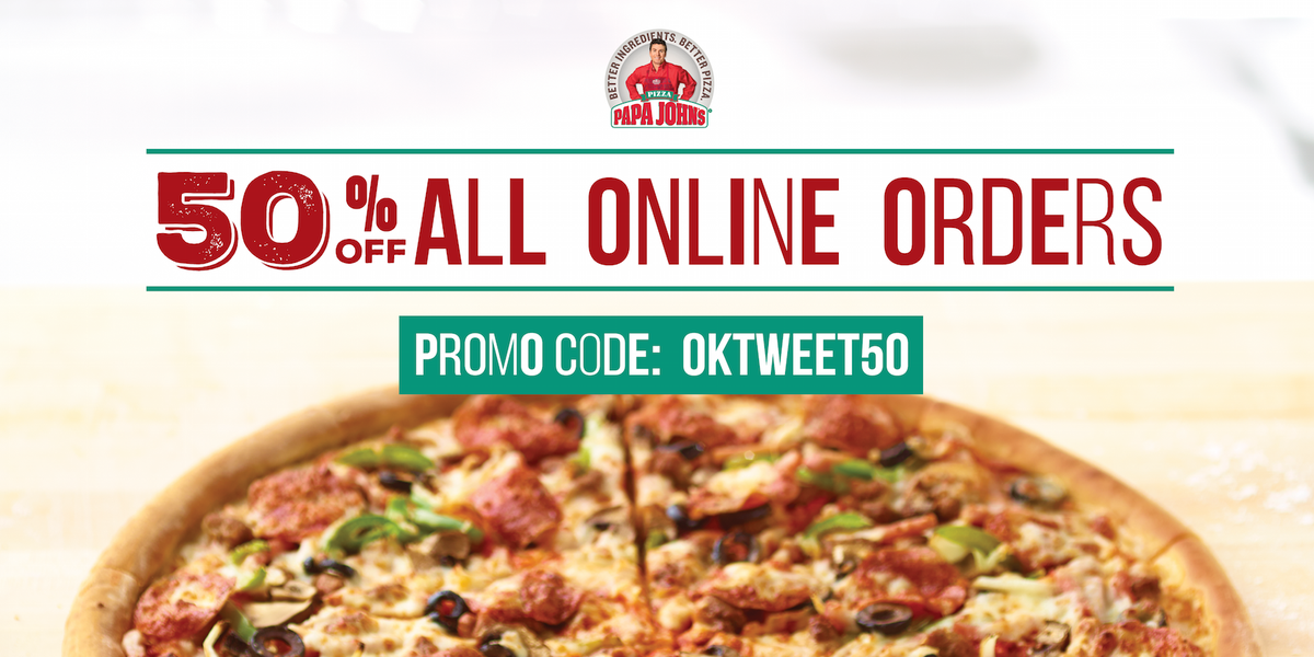 PapaJohnsStilly's tweet photo. @JimmyCMrE Give us a shot next! Get half off w/ code OKTWEET50: https://t.co/vQp0Ltp1aR https://t.co/vFTyCFyt5F