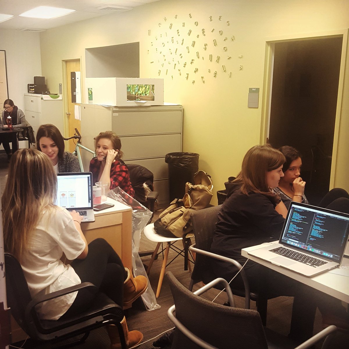 <p> Coding after hours, Foundations in Web Design and Strategy workshop in the GD Office </p> #html5