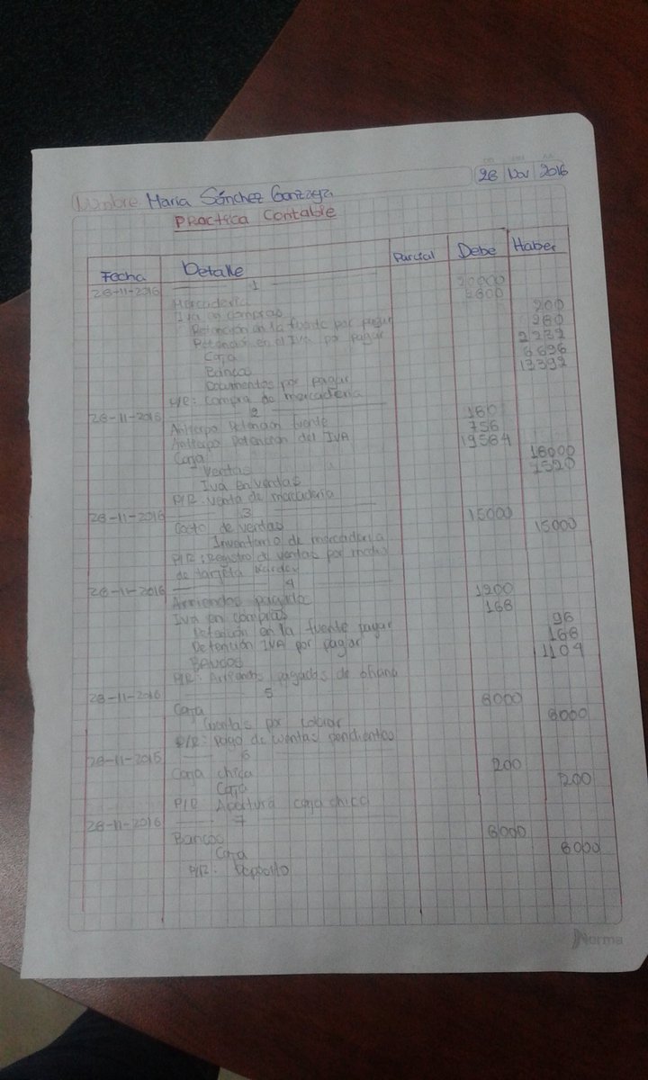 MaSanchez_G's tweet photo. Primer ejercicio en este segundo bimestre: Libro diario  #ContaLC https://t.co/HJhbRHVSBT