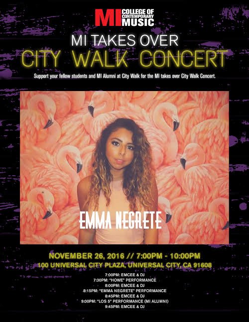 MIHollywood's tweet photo. We are so proud to have MI bands #HoweMusic, #EmmaNegrete & @Los5Music taking over @CityWalkLA! You won't want to miss this! https://t.co/3hJf1HZRgg