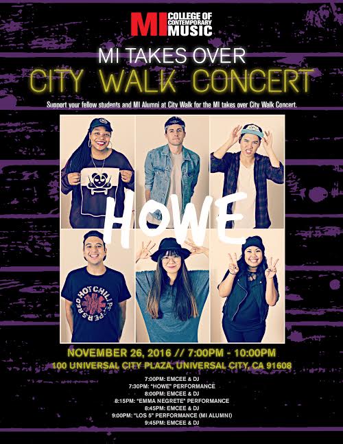 MIHollywood's tweet photo. We are so proud to have MI bands #HoweMusic, #EmmaNegrete & @Los5Music taking over @CityWalkLA! You won't want to miss this! https://t.co/3hJf1HZRgg