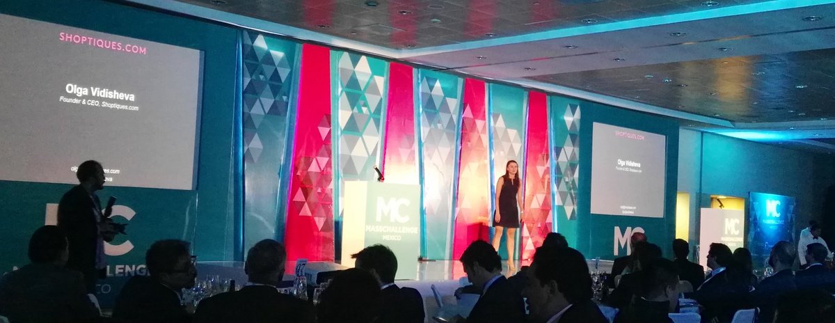 WebAdictos's tweet photo. Ponencia de @OlgaVidisheva fundadora y CEO de @Shoptiques en los #MCAwards16 de @MassChallengeMx #ImpactOverEquity https://t.co/L0PKF4HeLe