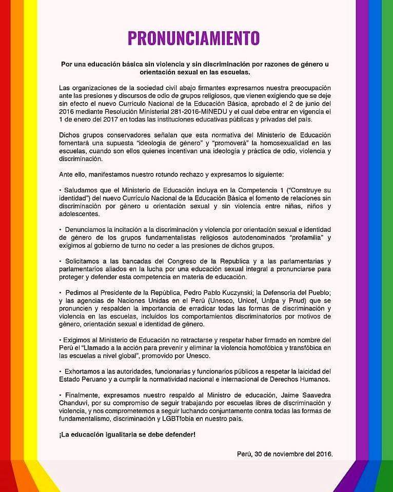 ORG_Liberate's tweet photo. Pronunciamiento contra la "Ideología de ODIO" https://t.co/mEFO2IvWeh