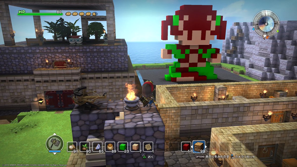 樽キャノン ｔ Twitterren Dqビルダーズ このたび廉価版が新たに発売とのことで過去の色々な限定特典が無料配信されたわけで 久々にdqビルダーズ起動して 武闘家ちゃんの ドット絵設計図があったので 空にそびえる武闘家ちゃんを作ってみました Ps4share