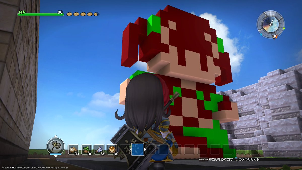 樽キャノン ｔ Dqビルダーズ このたび廉価版が新たに発売とのことで過去の色々な限定特典が無料配信されたわけで 久々にdqビルダーズ起動して 武闘家ちゃんの ドット絵設計図があったので 空にそびえる武闘家ちゃんを作ってみました Ps4share