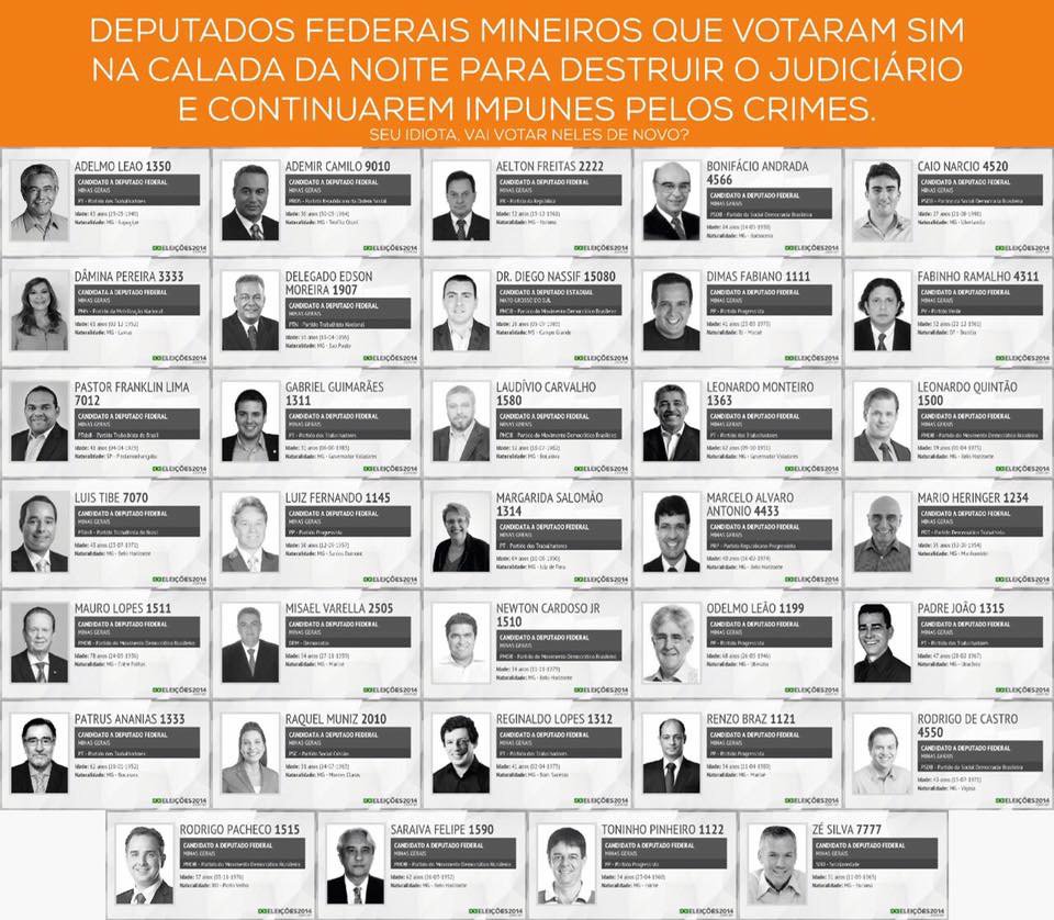Ferrarazze's tweet photo. Conheçam os #DeputadosFederaisMineiros que votaram SIM na #CALADAdaNoite! https://t.co/1hIFJKLVgX
