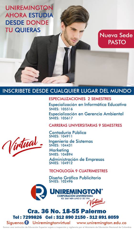 UniremingtonSur's tweet photo. Ahora estudia nuestros programas académicos, desde donde tu quieras. #EstudiaVirtual https://t.co/pqTeoruJNp