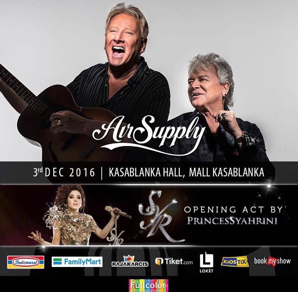 Don't miss a chance to watch the Live performance of the Legendary Soft Rock Band 'AIR SUPPLY' Live in Jakarta, 3rd… https://t.co/XHbbWpB09n