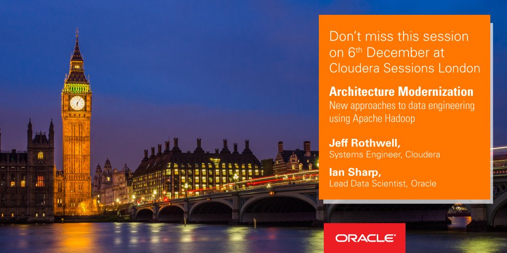 OracleBigData's tweet image. Attending #ClouderaSesh London on Dec 6? Don't miss this session with @Oracle's lead #DataScientist - Ian Sharp ora.cl/f8bh