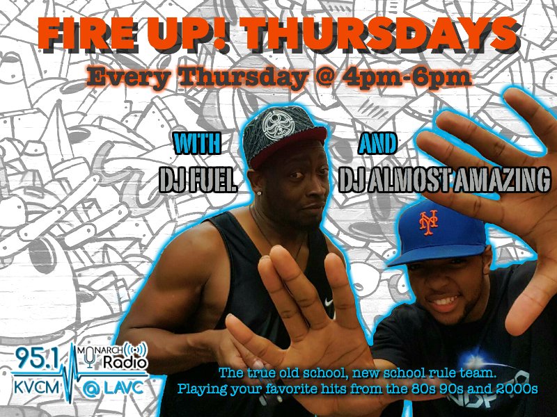 kvcmradio's tweet photo. Make sure to tune in to KVCM for a new episode of Fire Up! Thursday with DJ Fuel! https://t.co/cMFHPMJpch https://t.co/PvgcoIyxhh