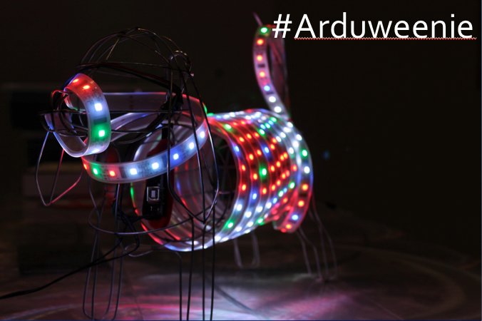 TenayaHurst's tweet photo. @ArduinoWoman @ArduinoOrg @arduino @tmcnet It was great to share my #Arduweenie project using a #MOVIshield on my #arduino #voicerecognition https://t.co/bhxqWeDKw3