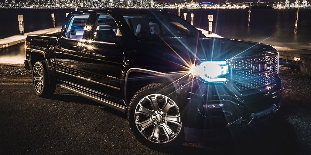 GMC's tweet photo. A sight that empowers with #GMCSierra #Denali style and #LED headlamps. https://t.co/kM97reRjdc https://t.co/h8c2Sb0lxd