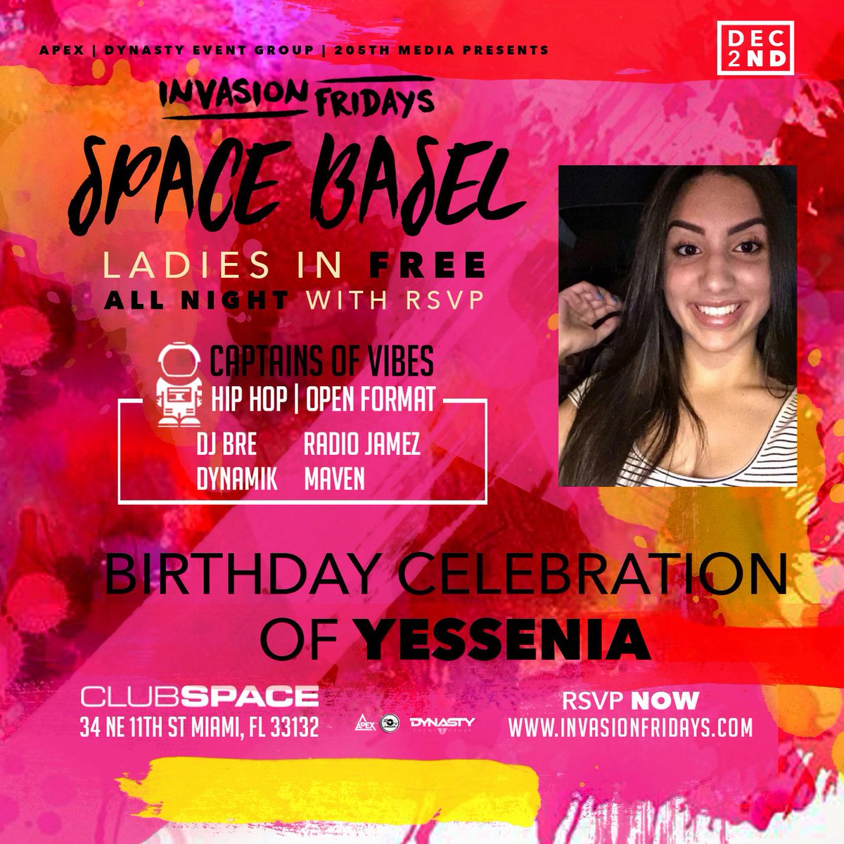 apex_presents's tweet photo. Celebrating a lot of birthdays this Friday at Space, ladies in free all night long! #InvasionFridays #SpaceBasel https://t.co/nuI1pg2jTN