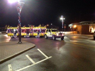 Giant a Tiger Train chugs through the streeets of <a href="/TownofDeepRiver/">Town of Deep River</a> at Tree Lighting. Nicely done. #godeepriver