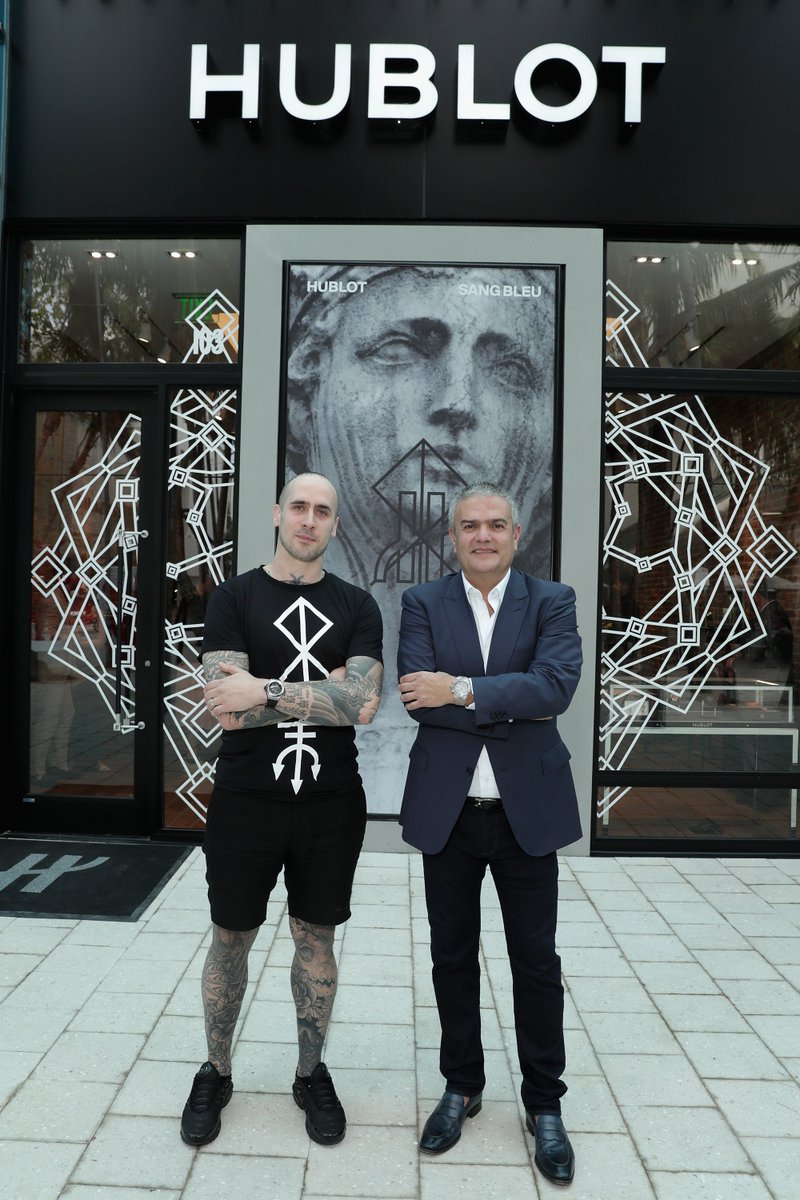 Hublot's tweet photo. Hublot hosts @SangBleu Pop-Up Tattoo shop at Hublot #MiamiDesignDistrict with #MaximeBuchi during #ArtBaselMiami. https://t.co/eyjdxRVqHz
